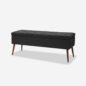 Willa Charcoal 45.5 in. Upholstered Flip Top Storage Bench with Adjustable Pads at the Bottom of the Legs