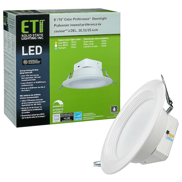 homoseksueel Kinderachtig timmerman ETi 8 in. Canless New Construction Remodel High Output 3000 Lumen Color  Selectable Integrated LED Recessed Lighting 53189111 - The Home Depot