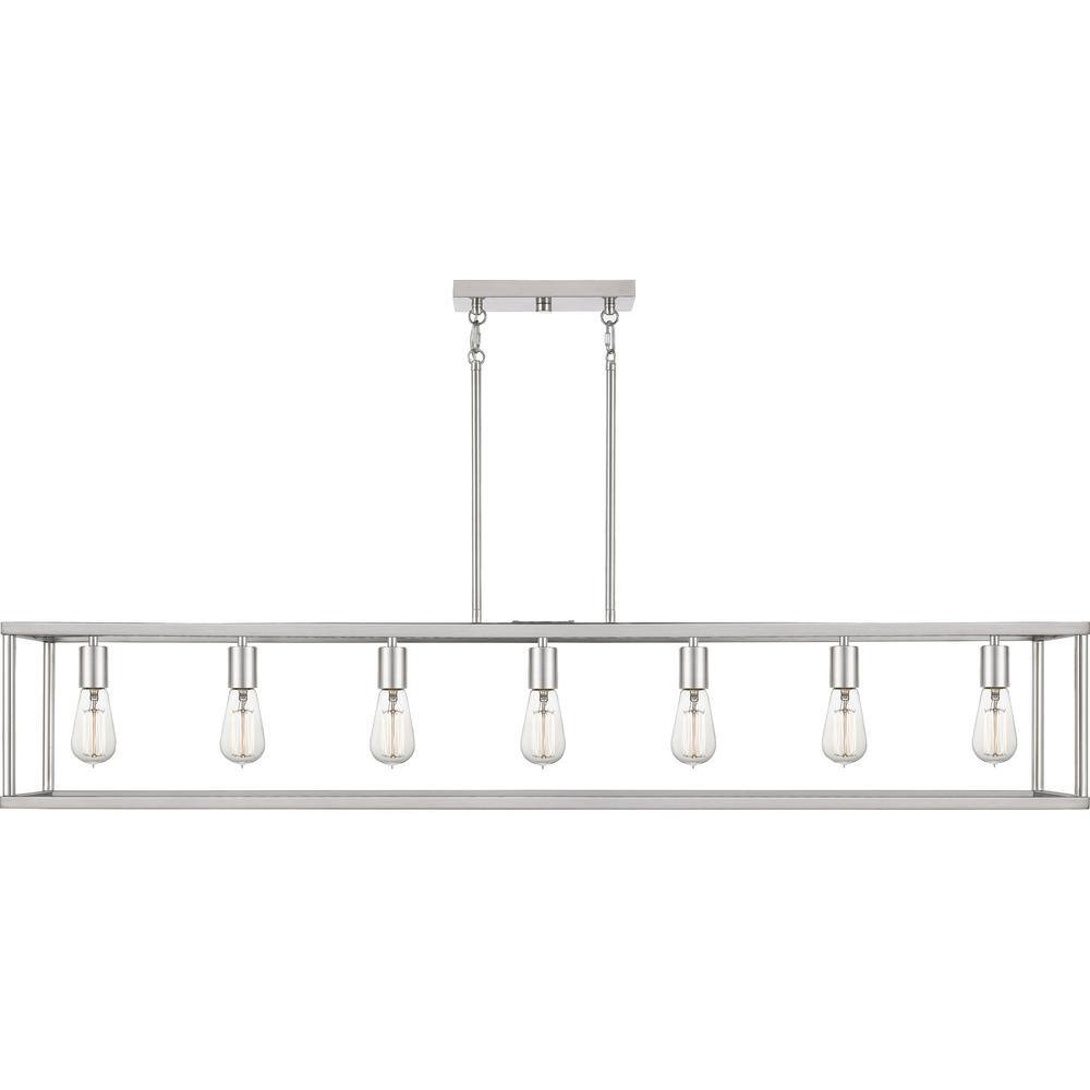 New Harbor Brushed Nickel 52" Linear Chandelier with Edison Bulbs