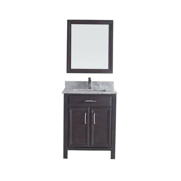 ART BATHE Calais 28 in. Vanity in French Gray with Marble Vanity Top in Carrara and Mirror