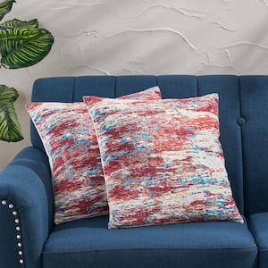 Beale Claret and Multicolor Print Polyester 18 in. x 18 in. Throw Pillow (Set of 2)