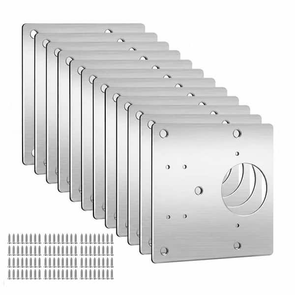 12-Pack Cabinet Hinge Repair Plate, Stainless Steel Hinge Repair Kit, Kitchen Cupboard Door Hinge Repair Plate Kit