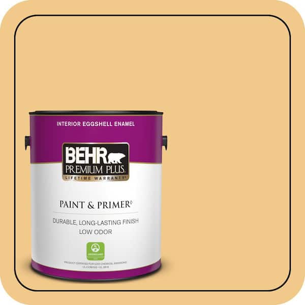 BEHR PREMIUM PLUS 1 gal. Home Decorators Collection #HDC-CL-16 Beacon Yellow Eggshell Enamel Low Odor Interior Paint & Primer