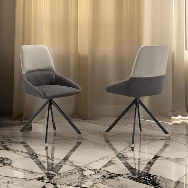 Benjara Gray and Black Polyester Metal Frame Dining Chair