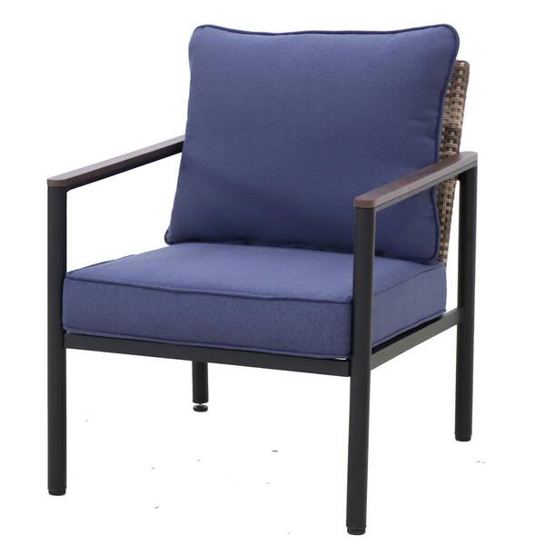 EAGLE PEAK Patio Wicker Outdoor Lounge Chair with Metal Frame and lue