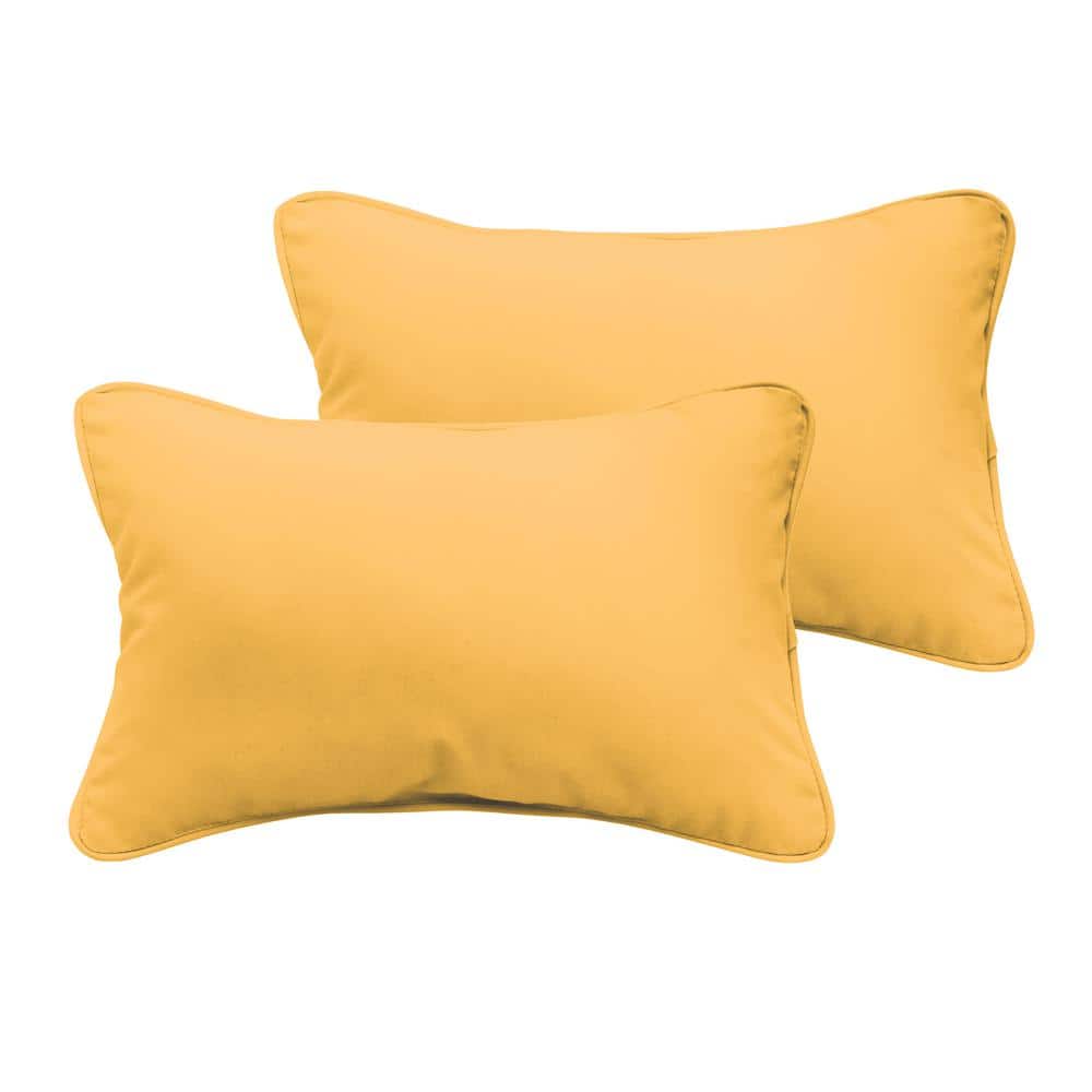 Sunbrella Sunflower Yellow Rectangular Outdoor Corded Lumbar Pillows (2-Pac