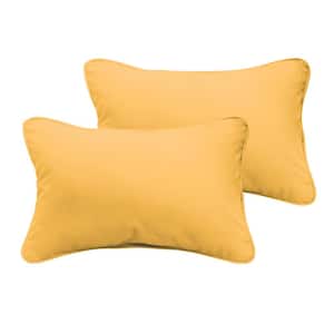 Sunbrella Sunflower Yellow Rectangular Outdoor Corded Lumbar Pillows (2-Pack)