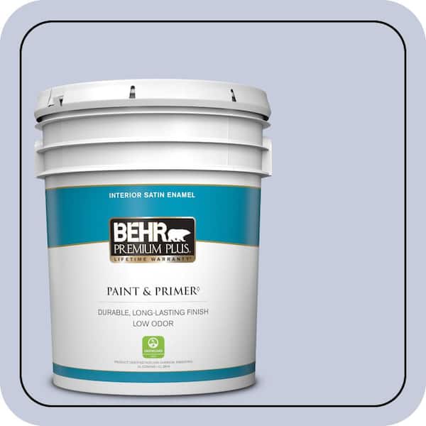 BEHR PREMIUM PLUS 5 gal. #BIC-08 Sweet Lavender Satin Enamel Low Odor Interior Paint & Primer