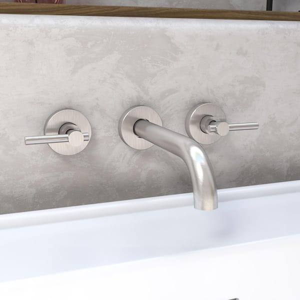 Nile Double-Handle Wall Mounted Roman Tub Faucet in Brushed Nickel