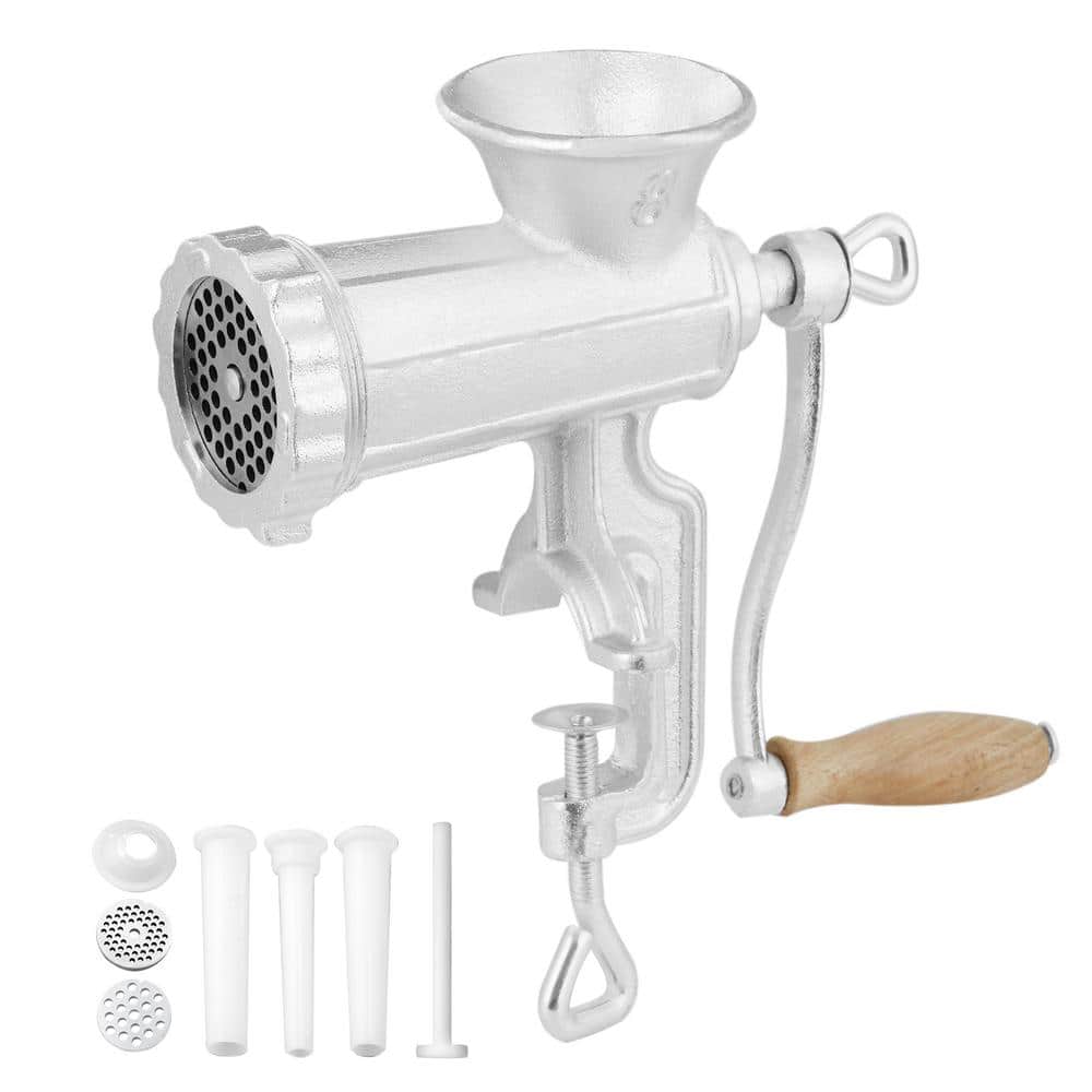 VEVOR Manual Meat Grinder All Parts Stainless Steel Hand Operated Meat Grinding Machine with Tabletop Clamp 2 Grinding Plates & Sausage Stuffer