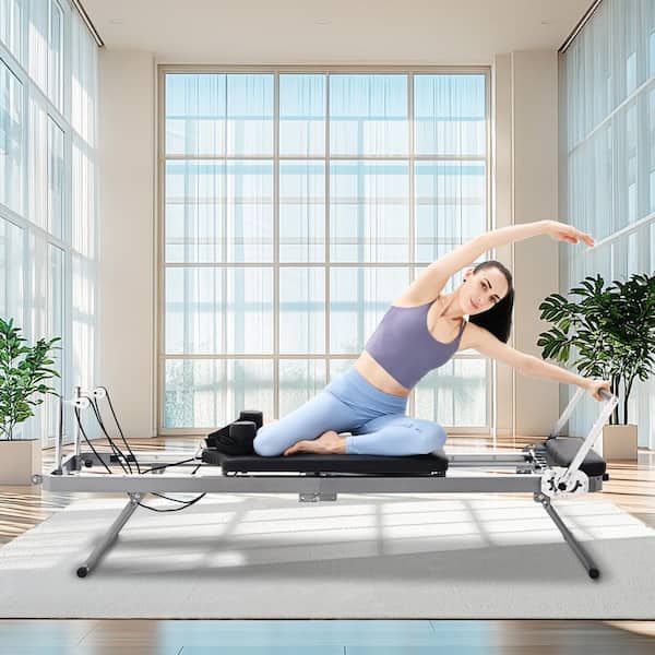 Foldable Pilates Reformer, Home Pilates Reformer Workout Machine with Spring, Quiet 300 lbs. Pilates