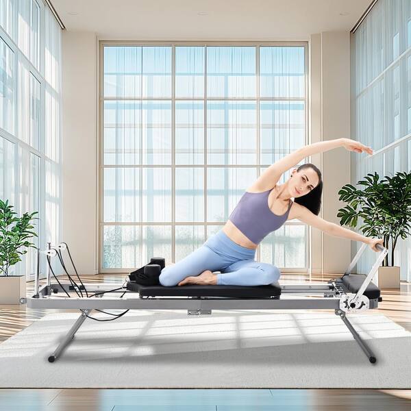 Foldable Pilates Reformer Machine Equipment for Home Workout and Gym Pilates Exercise Equipment with 5 Metal Springs