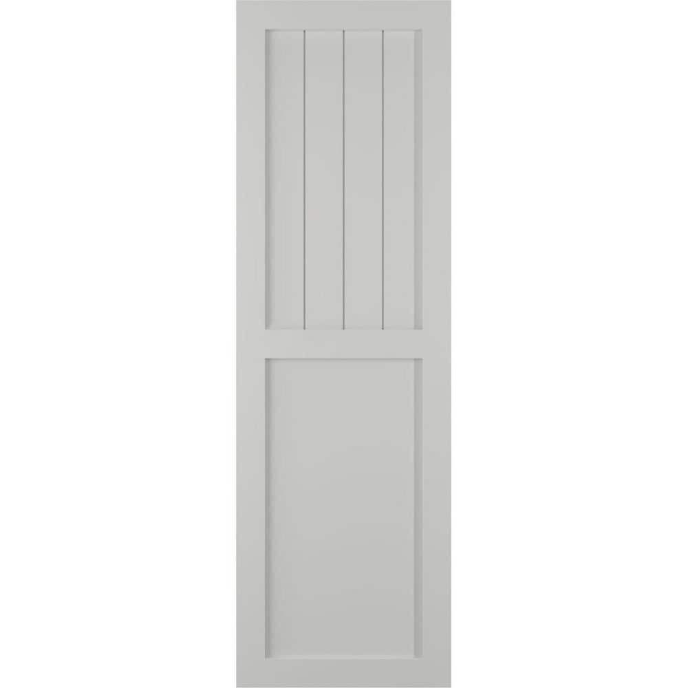18 in. x 80 in. TrueFit PVC Farmhouse/Flat Panel Combination Fixed Mount Board & Batten Shutters Pair in Hailstorm Gray price history on PriceWatchPro
