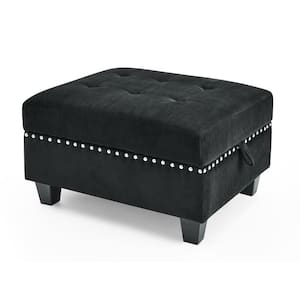 Nathaniel Home SIDA 30 in. Dark Gray Velvet Round Storage Ottoman, Modern  and Luxury Style, Nail Head Tufted, Footrest Stool Bench 19023-DGY - The  Home Depot