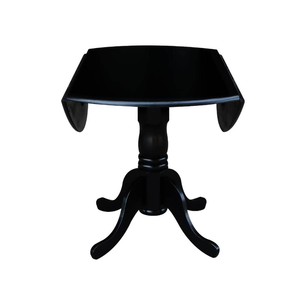42" Black Solid Wood Round Dining Table Set with 4 Windsor Chairs