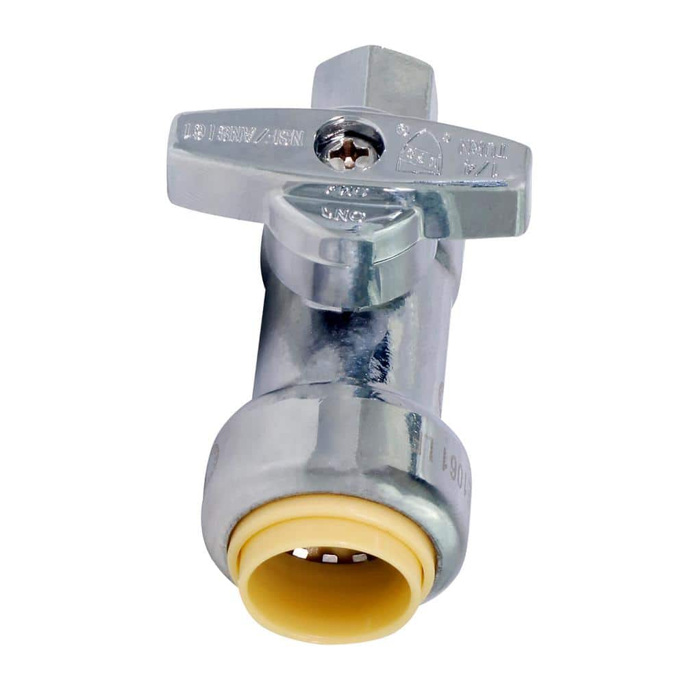 1/2 in. Push x 1/4 in. Comp Push-Fit Water Supply Stop Angle Valve Quarter Turn, Lead Free Chrome Plated Brass price history on PriceWatchPro