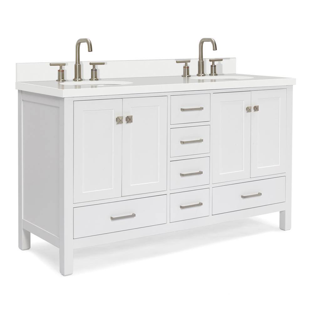 Cambridge 61'' White Double Vanity with Quartz Top