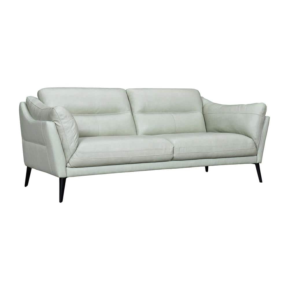 Mint Faux Leather Tufted Lawson Sofa with Sloped Arms