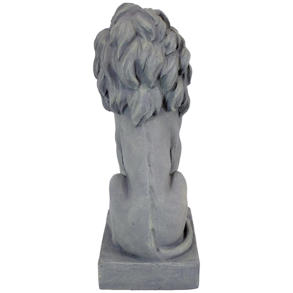Gray Concrete Noble Beast Sitting Lion Outdoor Statue - 30"