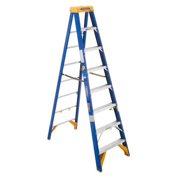 Werner 8 ft. Fiberglass Electricians JobStation Step Ladder with 375 lb. Load Capacity Type IAA Duty Rating