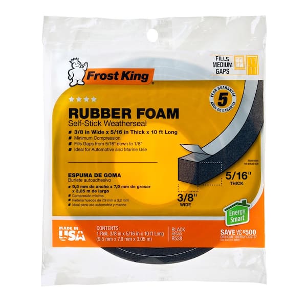 Frost King Poly Foam Self-Stick Weatherseal 3/8 Wx1/4 Inch H x17 Feet L 