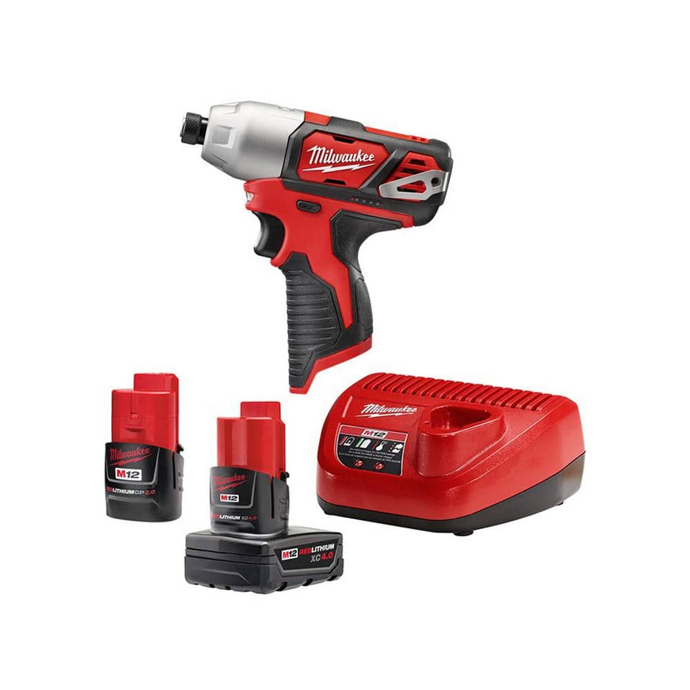 Milwaukee M12 1/4 12V Cordless Hex Impact Driver Kit 2462-22 with 1.5Ah  Battery & Charger 