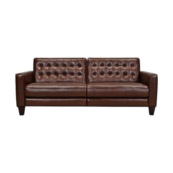 Armen Living Wesley 81 In Charcoal, Leather Tuxedo Style Sofa