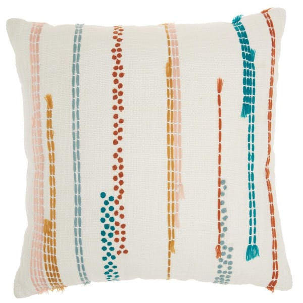 Mina Victory Lifestyles Multicolor Stripes & Plaids 18 in. x 18 in. Throw Pillow