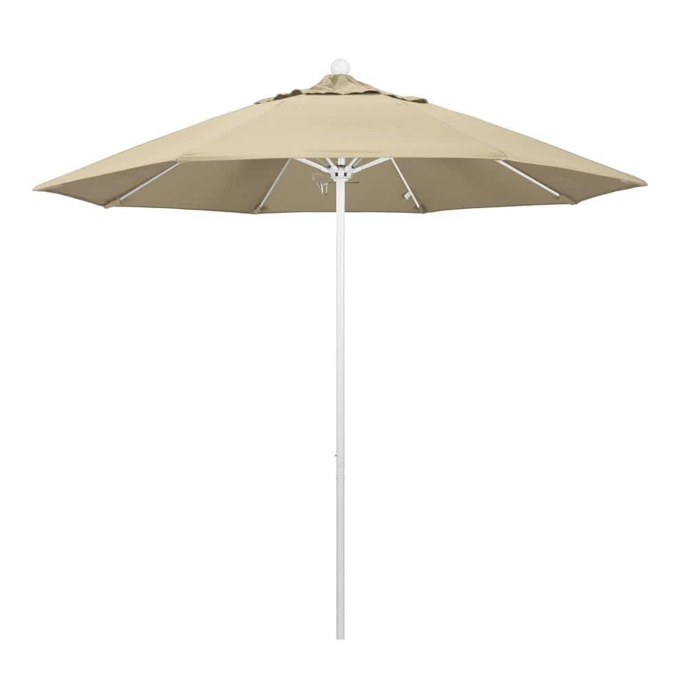 9 ft. Fiberglass Market Pulley Open Matted White Patio Umbrella in Beige Pacifica price history on PriceWatchPro