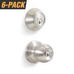 Stainless Steel Entry Door Knob Combo Lock Set with Deadbolt and 36 Keys Total, (6-Pack, Keyed Alike)