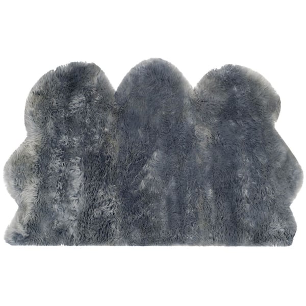 Sheep Skin 3 X 5 Steel Blue Solid Color Area Rug