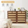 ATHMILE Walnut Wooden Rattan 5-Drawer Storage Cabinet Dresser (15.74 in. D x 31.49 in. W x 43.3 in. H) WNT-61303C80-C