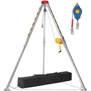 Confined Space Tripod Kit 1200 lbs. Winch Rescue Tripod 7 ft. Legs Bracket, 98 ft. Cable and 33 ft. Fall Protection