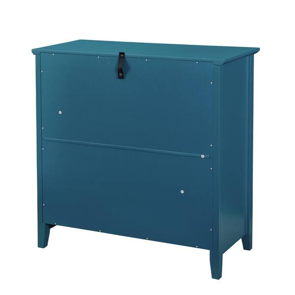 Teal Blue Wood Pantry Organizer with 2 Doors