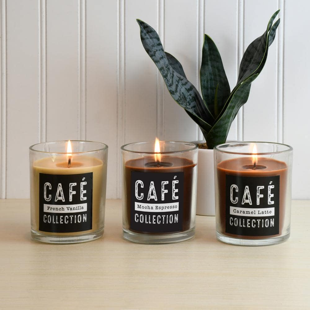 Gold Lid Coffee Scented Glass Jar Candle Set