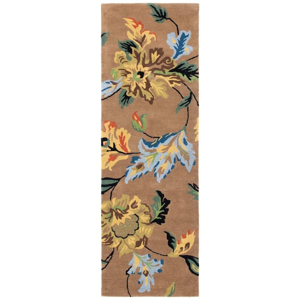 Soho 3 ft. x 14 ft. Brown/Multi Floral Runner Rug