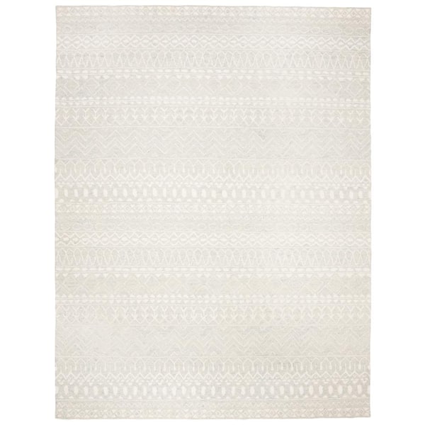 SAFAVIEH Micro-Loop Aqua/Ivory 9 ft. x 12 ft. Geometric Area Rug
