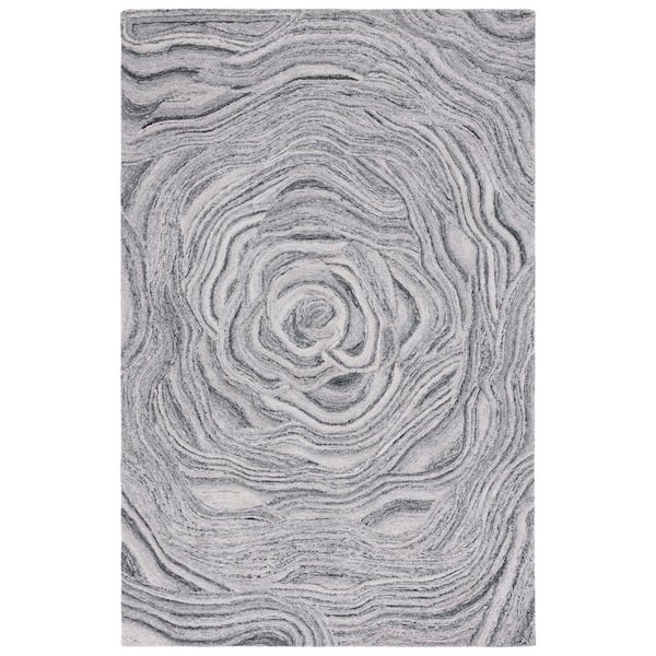 SAFAVIEH Abstract Dark Gray/Black Doormat 3 ft. x 5 ft. Floral Eclectic Area Rug