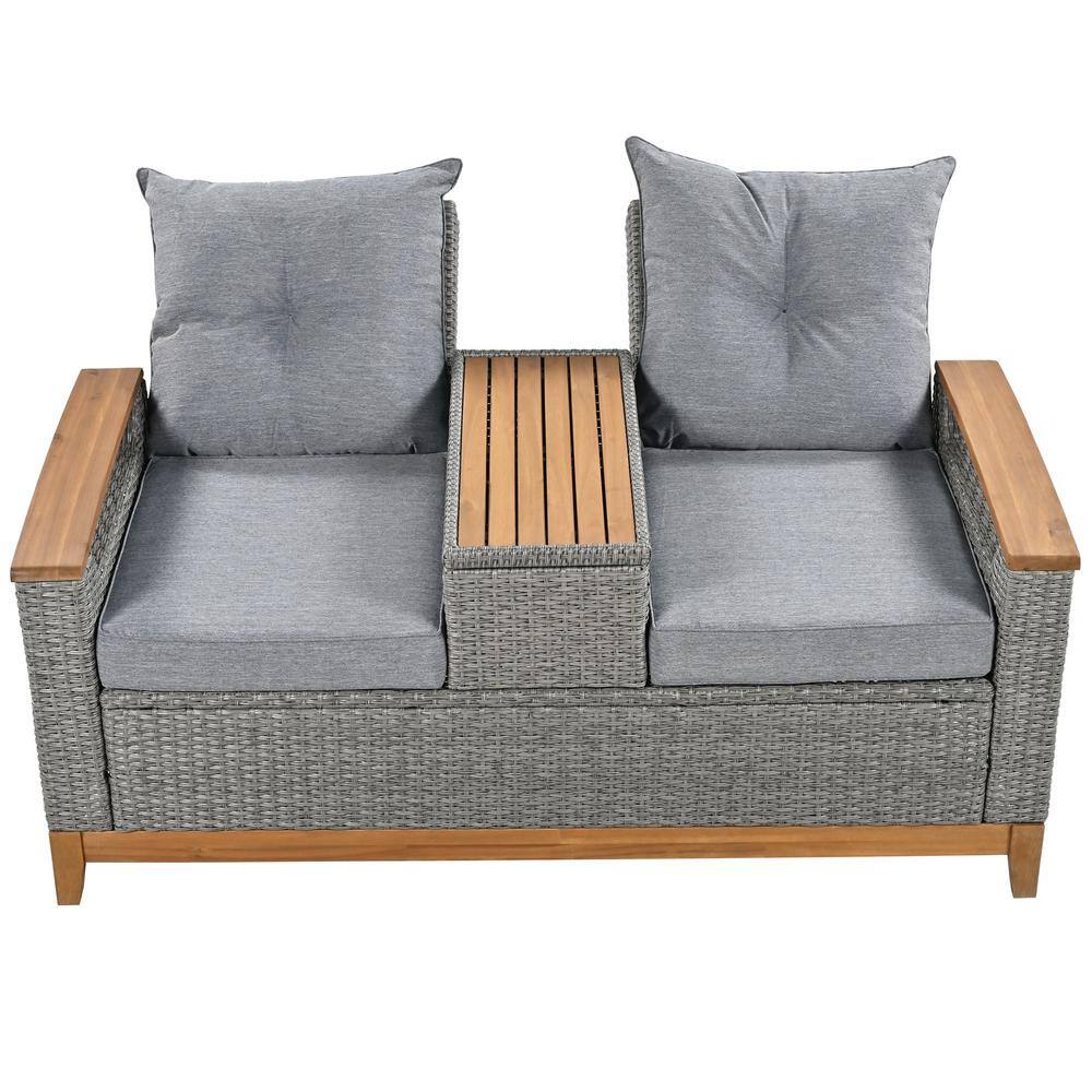 Outdoor Comfort Adjustable Loveseat, Armrest with Storage Space with Cover,