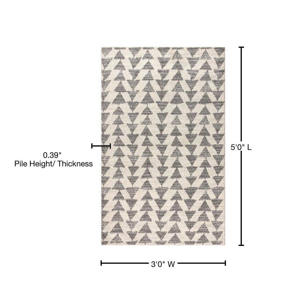 Cream and Gray Moroccan Geometric Indoor Area Rug
