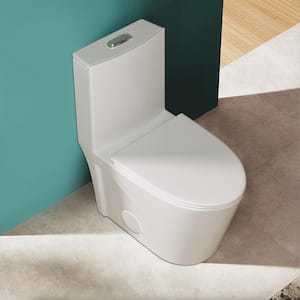1-piece 1.1/1.6 GPF Top Buttom Dual Flush Elongated Toilet in White Seat Included