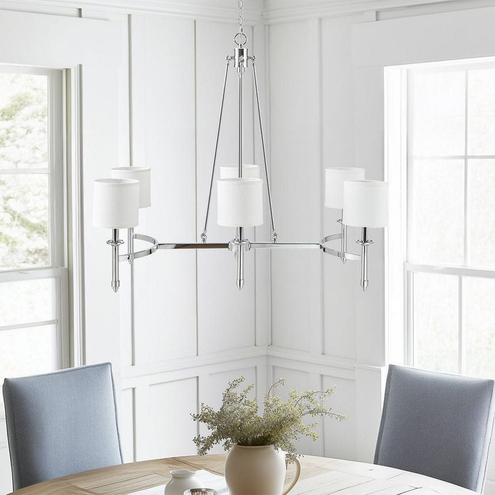 6-Light Chrome No Decorative Accents Empire Geometric Chandelier with for Dining Room with No Bulbs Included price history on PriceWatchPro