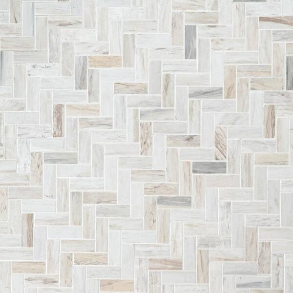 MSI Angora Herringbone 12 in. x 12 in. Polished Marble Floor and 