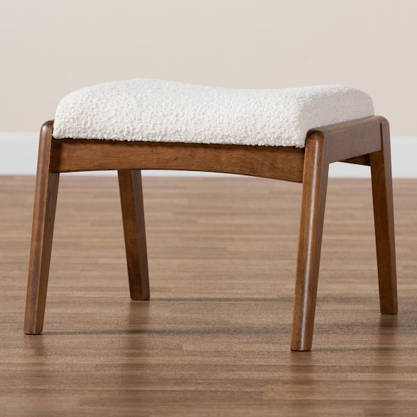 Baxton Studio Roxy Off White and Walnut Brown Ottoman 225 12924 HD