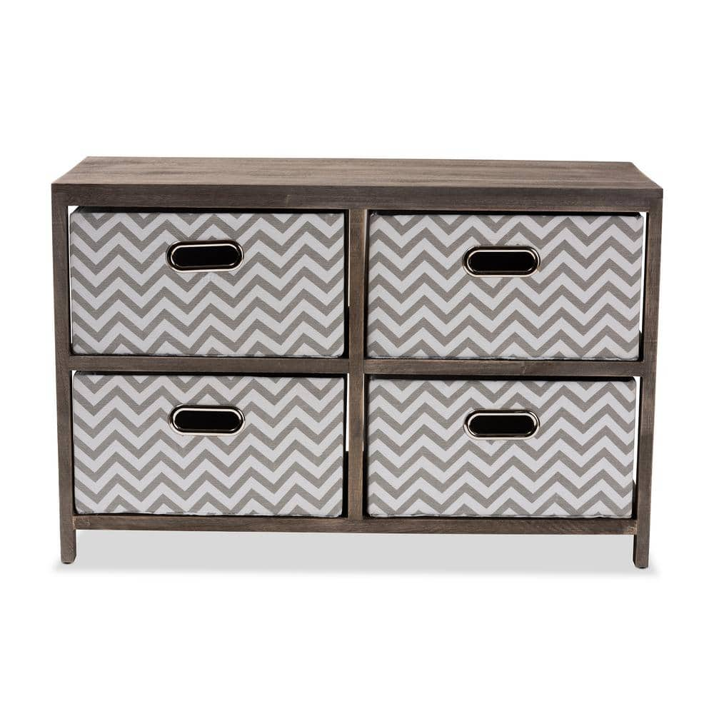 Baxton Studio Jorah Grey and White Tallboy Storage Cabinet with 4