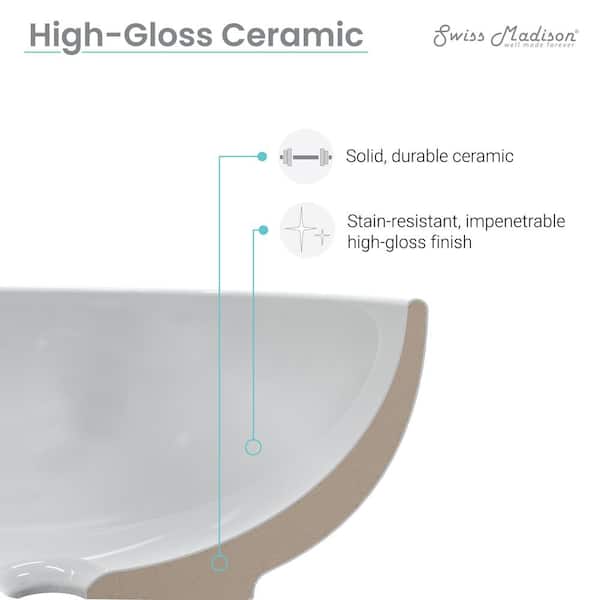 Swiss Madison Voltaire 18 in. Square Ceramic Vessel Sink in Glossy White