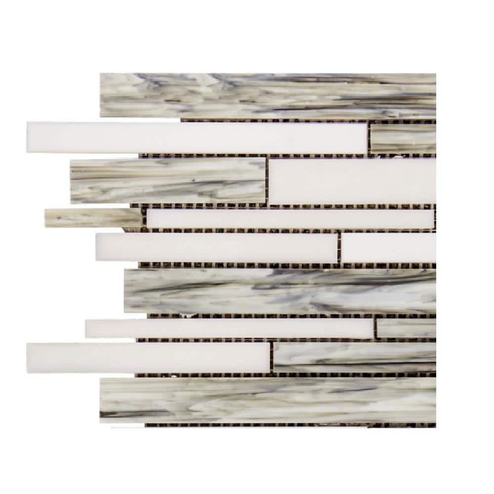 Take Home Tile Sample - Coastal Skies Grey 4.5 in. x 4.88 in. Interlocking Glossy Glass Wall Mosaic price history on PriceWatchPro