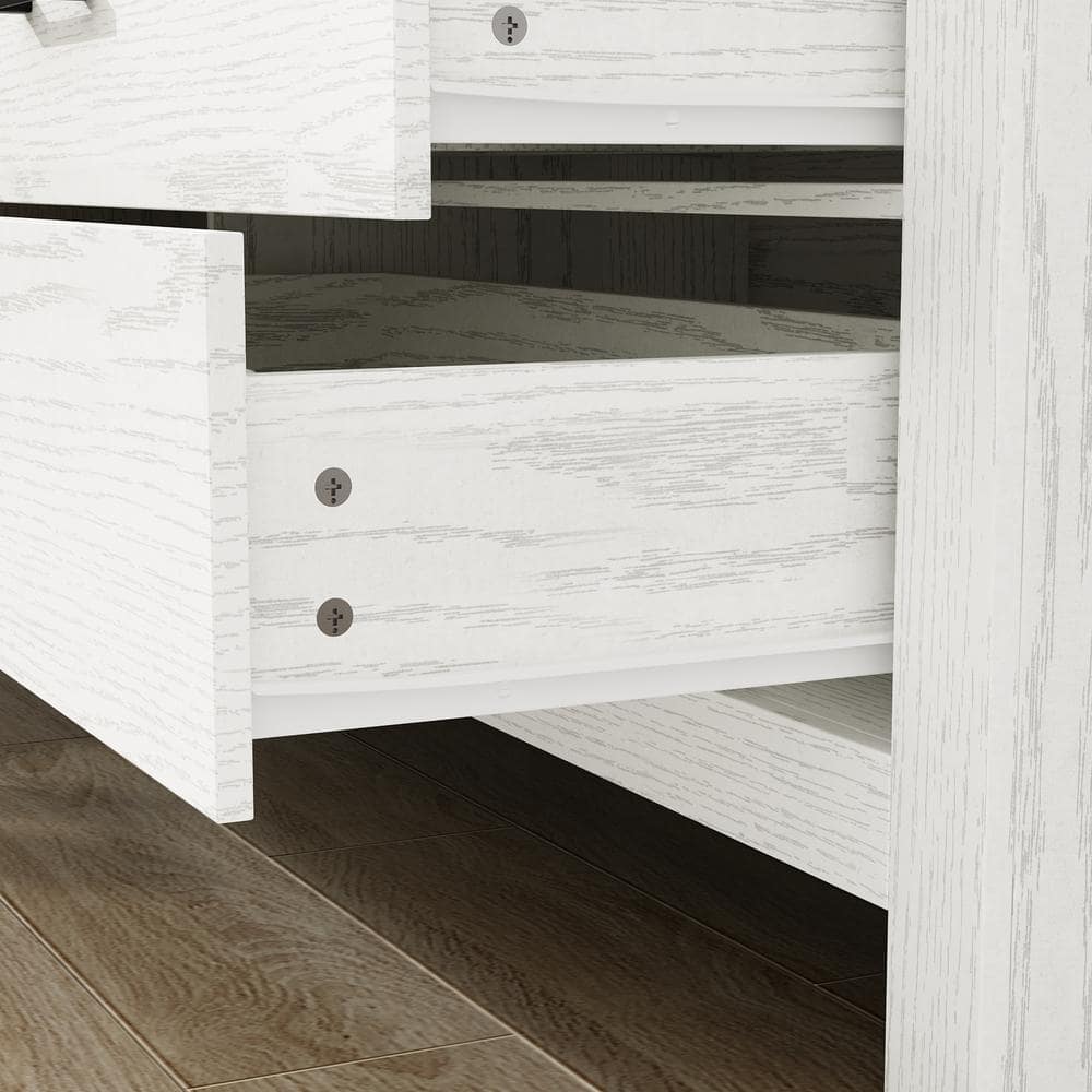White Wood Grain 63 in. W Wooden Dresser, Chest of Drawers, Sideboard with 9-Drawers without Mirror - thumbnail 9