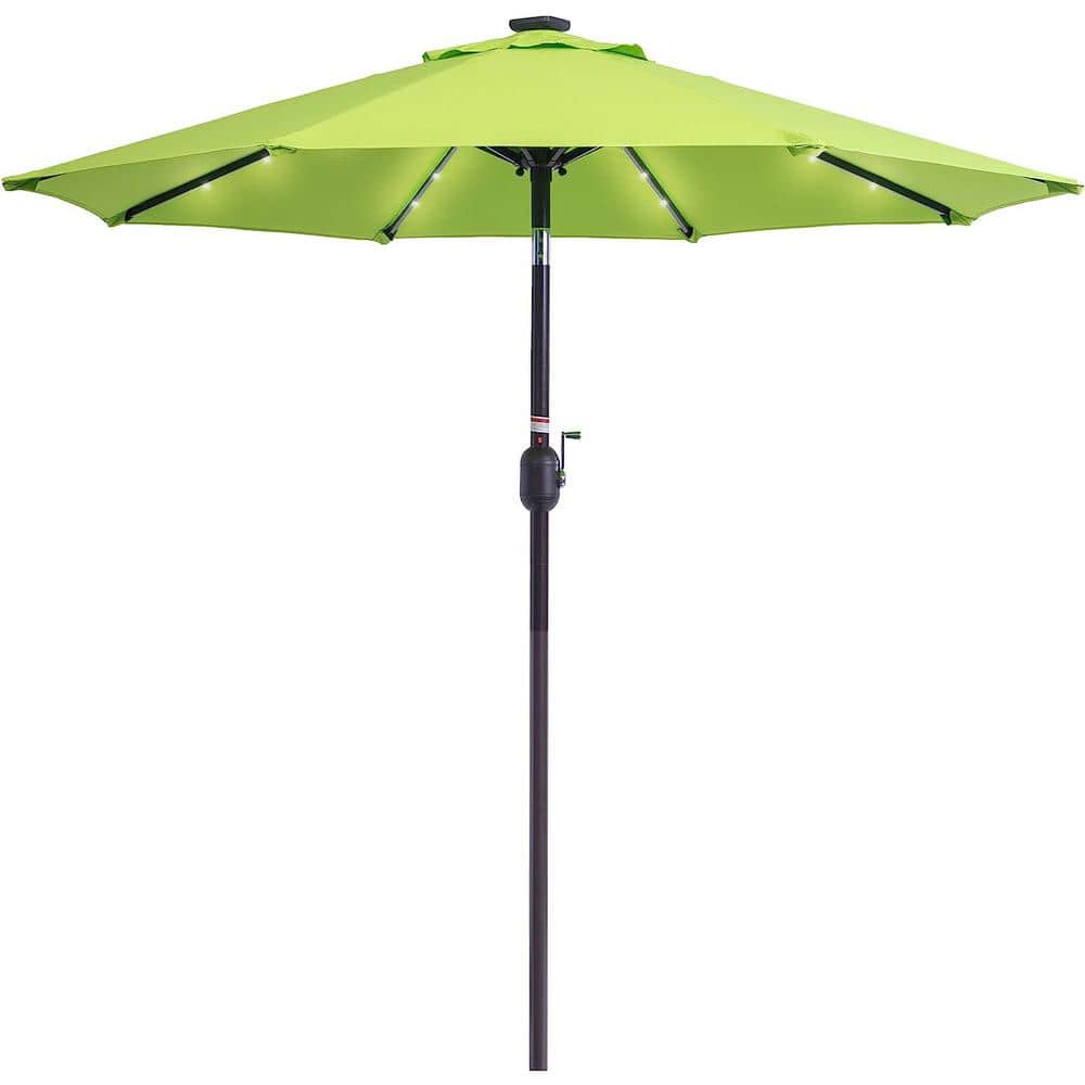 7 ft. Solar-Powered 24 LED Lighted Patio Umbrella Table Market Umbrella, Be