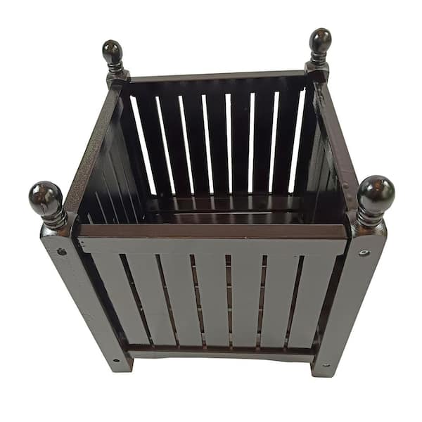 Solid Wood Outdoor Planter, 16 in. Square Pot for Garden, Porch, Patio, Plant and Vegetable Container, Black